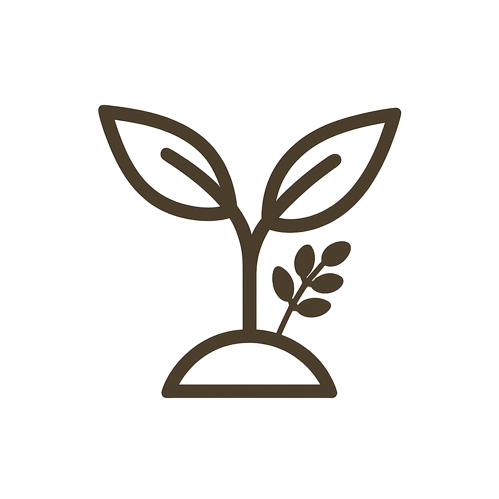 Icon of a plant with two leaves on a white background