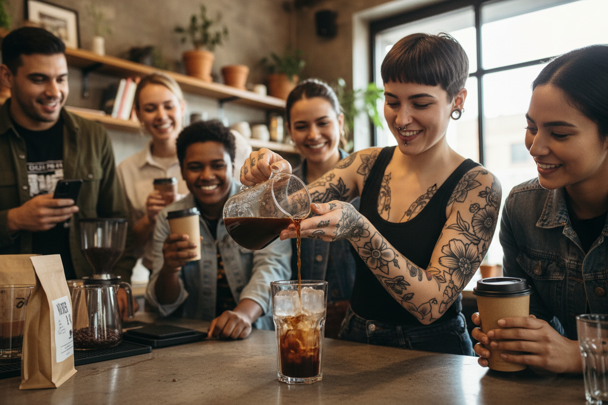 she should be making iced coffee