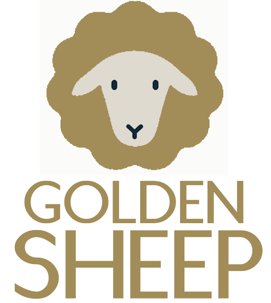 Grey sheep head logo stacked